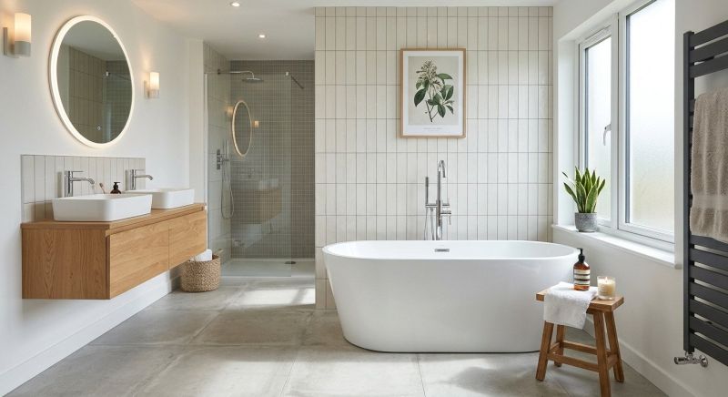Crew performing bathtub installation residential project